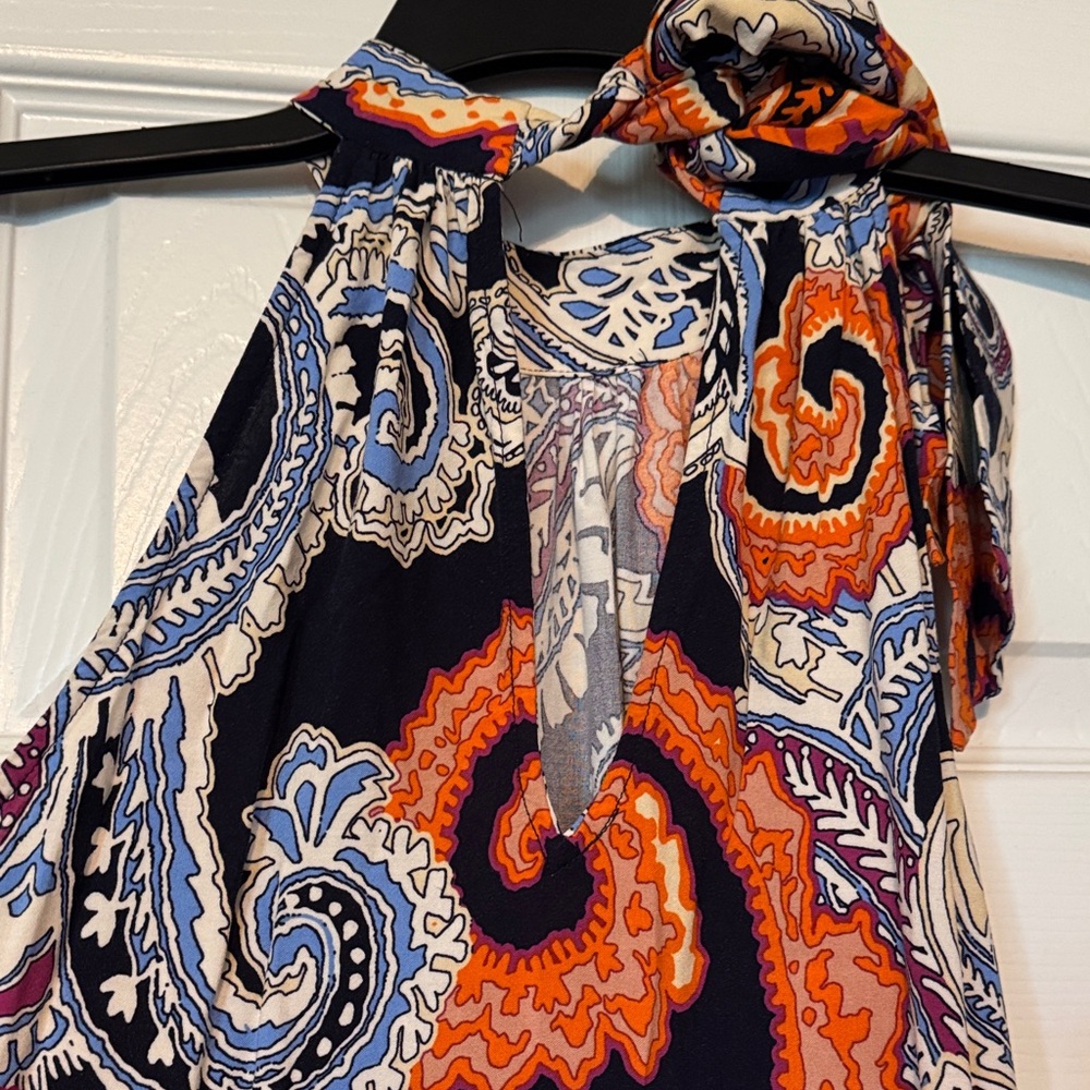 NWT MSK Paisley Halter Maxi Dress with Orange Accents - Picture 6 of 7